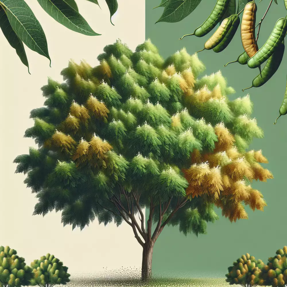 listnatý strom s lusky